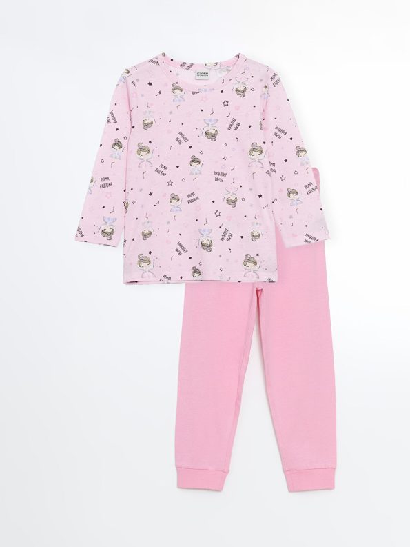 LCW Kids Pink Printed Girls Pajama Set