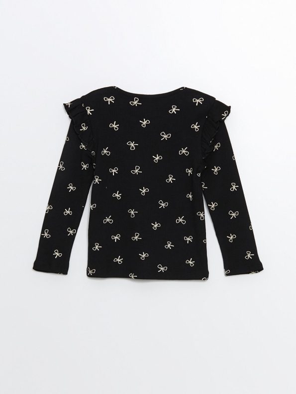 LCW Kids Black Patterned Girl's T-Shirt