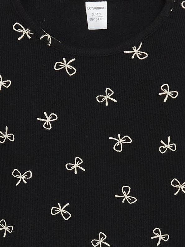 LCW Kids Black Patterned Girl's T-Shirt