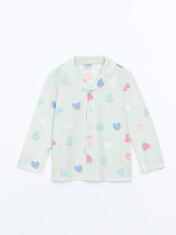 LCW Kids Green Shirt Collar Girls Pajama Set