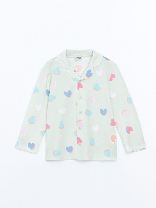 LCW Kids Green Shirt Collar Girls Pajama Set