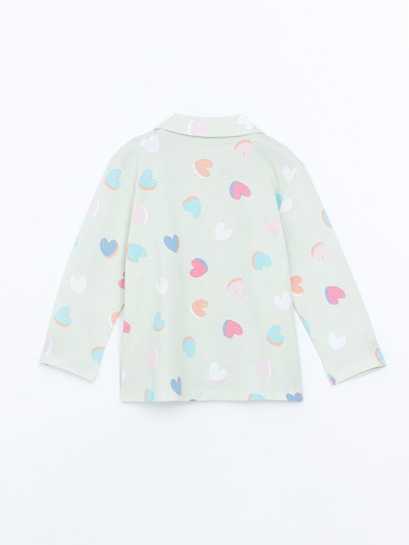LCW Kids Green Shirt Collar Girls Pajama Set