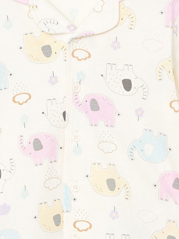 LCW Kids Ivory Printed Collar Pajama Set for Girls