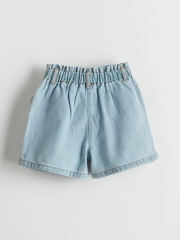 LCW Kids Blue Elastic Waist Embroidered Girls' Denim Shorts