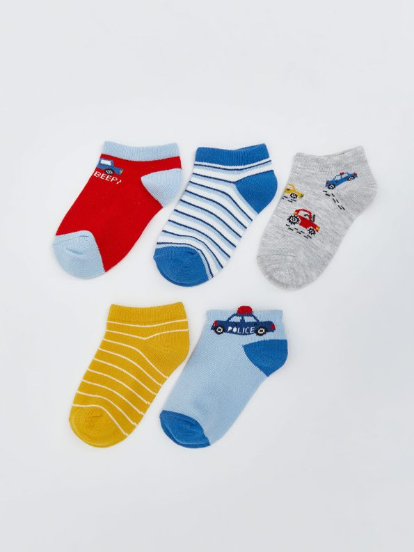 LCW Baby Blue Printed Baby Boy Sock Set - 5 Pairs