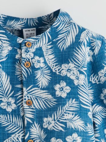 LCW Baby Blue Mandarin Collar Boys' Shirt
