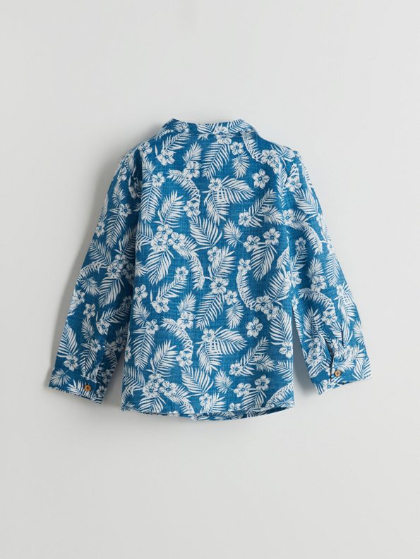 LCW Baby Blue Mandarin Collar Boys' Shirt