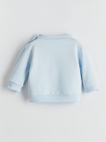 LCW Baby Blue Printed Crew Neck Sweatshirt
