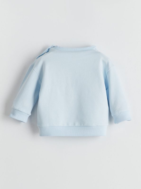 LCW Baby Blue Printed Crew Neck Sweatshirt