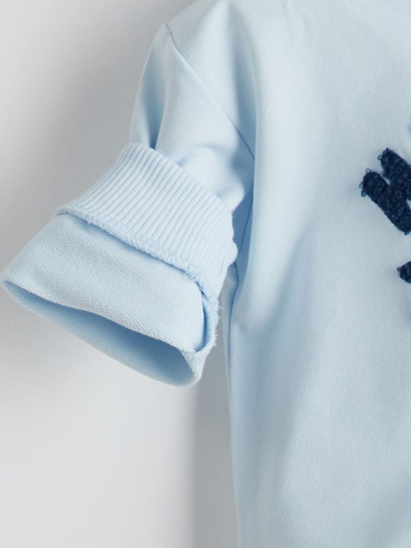 LCW Baby Blue Printed Crew Neck Sweatshirt
