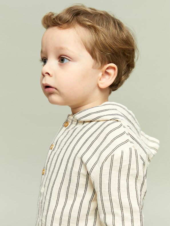 LCW Baby Cream Hooded Baby Boy Sweatshirt and Pants Set