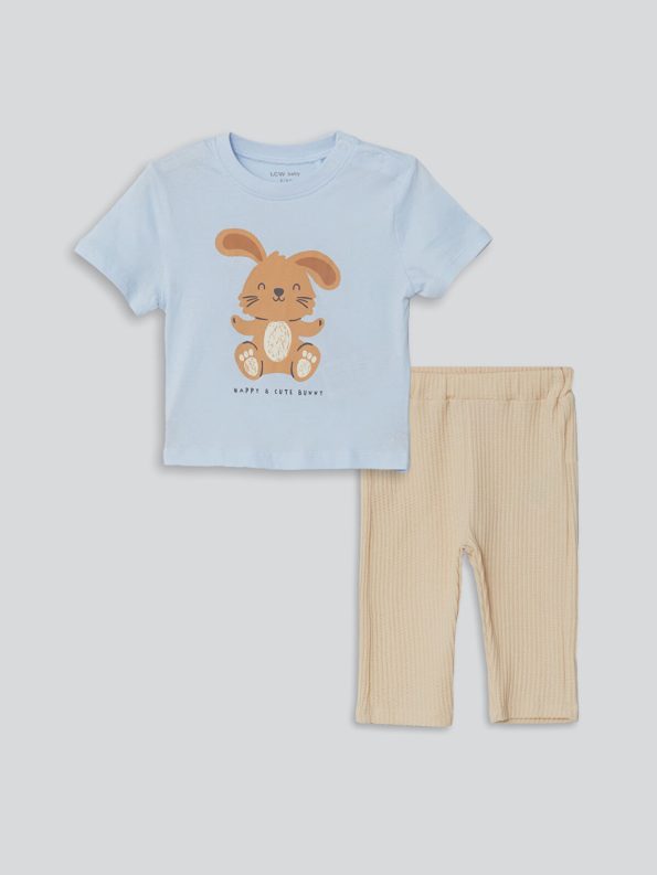 LCW Baby Blue Boys' T-Shirt and Shorts Set