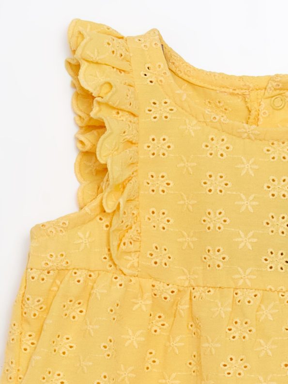 LCW Baby Embroidered Yellow Romper for Girls