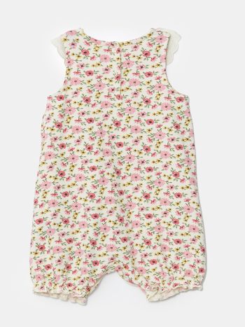 LCW Baby Cream Floral Print Sleeveless Romper