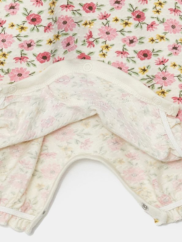 LCW Baby Cream Floral Print Sleeveless Romper