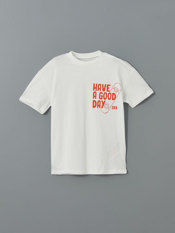 LCW Kids Cream Striped Boys' T-Shirt Set with Sweatpants