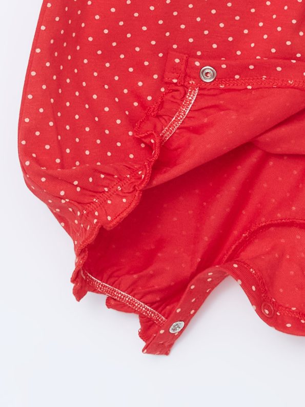 LCW Baby Red Strawberry Print Girl Baby Hat and Romper Set