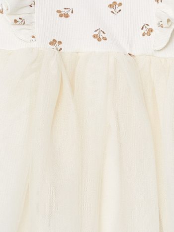 LCW Baby Beige Basic Dress with Lace Tulle for Girls