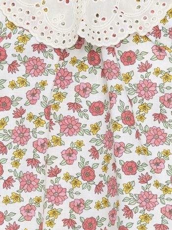 LCW Baby Ecru Peter Pan Collar Long Sleeve Floral Dress