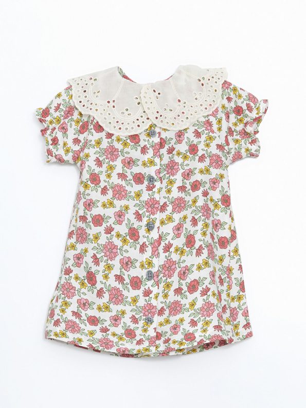LCW Baby Ecru Peter Pan Collar Long Sleeve Floral Dress