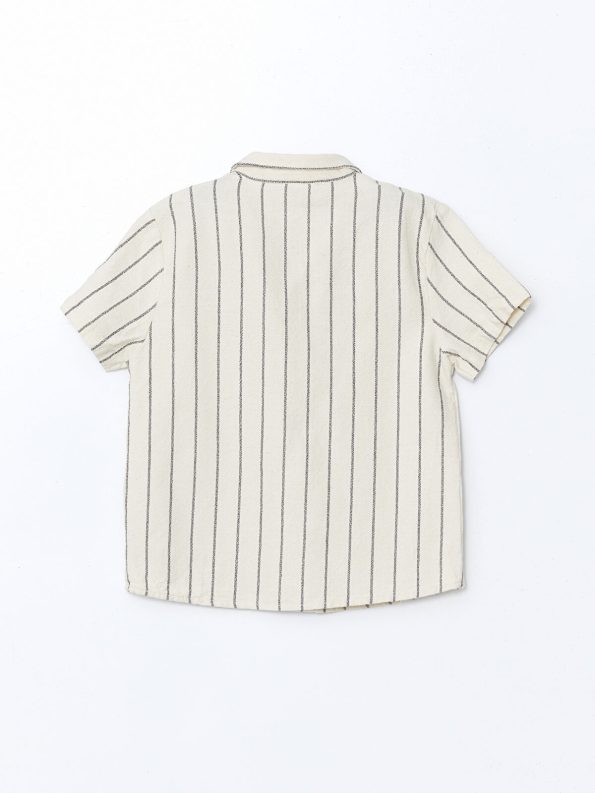LCW Kids Beige Striped Resort Collar Shirt and Pants Set