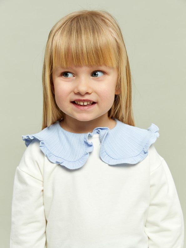 LCW Baby Ecru Ruffled Collar Girls' Sweatshirt and Leggings Set