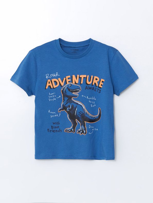 LCW Kids Blue Dinosaur Print T-Shirt and Shorts Set