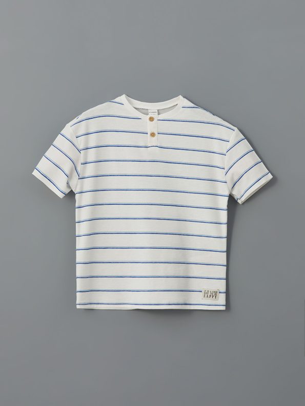 LCW Kids Cream Striped Boys' T-Shirt and Shorts Set