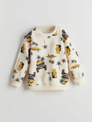 LCW Kids Green Printed Crew Neck Sweatshirt for Boys - Set of 2