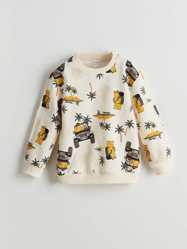 LCW Kids Green Printed Crew Neck Sweatshirt for Boys - Set of 2