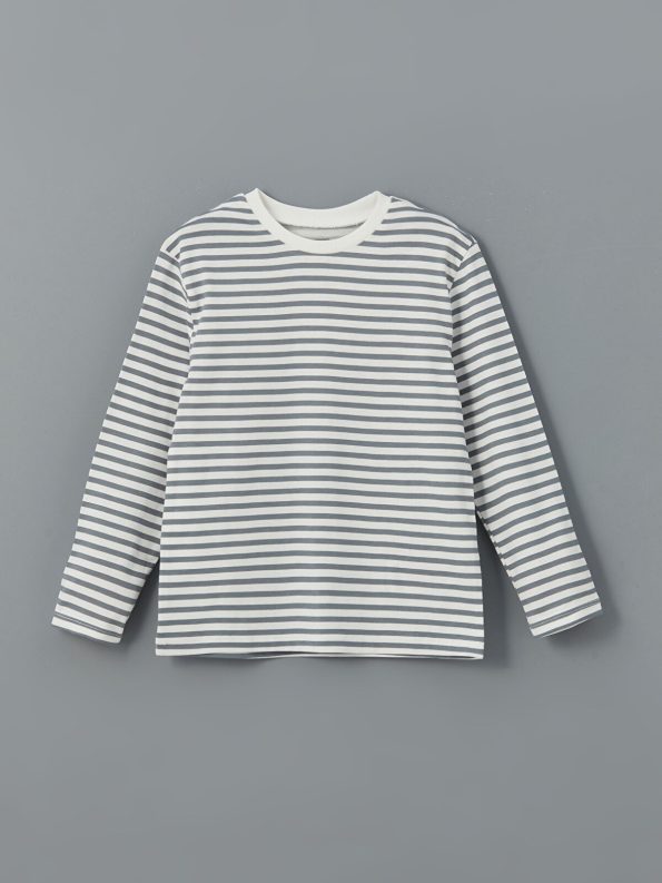 LCW Kids Cream Striped Crew Neck T-Shirt Set for Boys