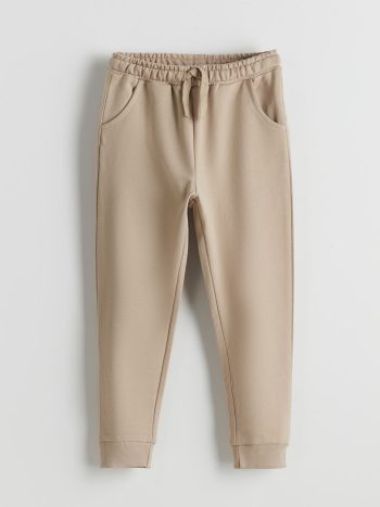 LCW Kids Beige Elastic Waist Jogger Pants for Baby Boys