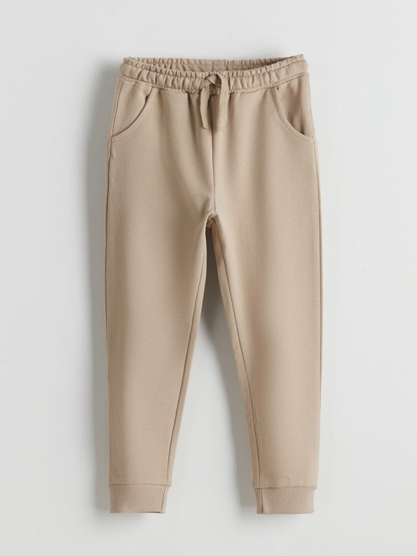 LCW Kids Beige Elastic Waist Jogger Pants for Baby Boys