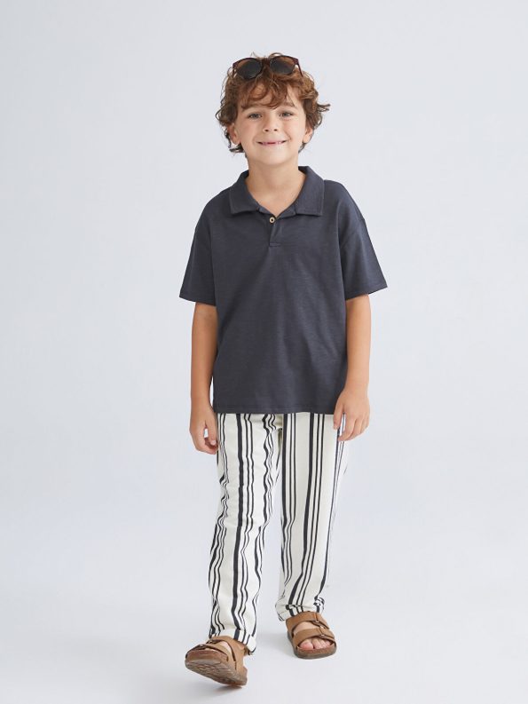LCW Kids Charcoal Polo Shirt and Pants Set for Boys
