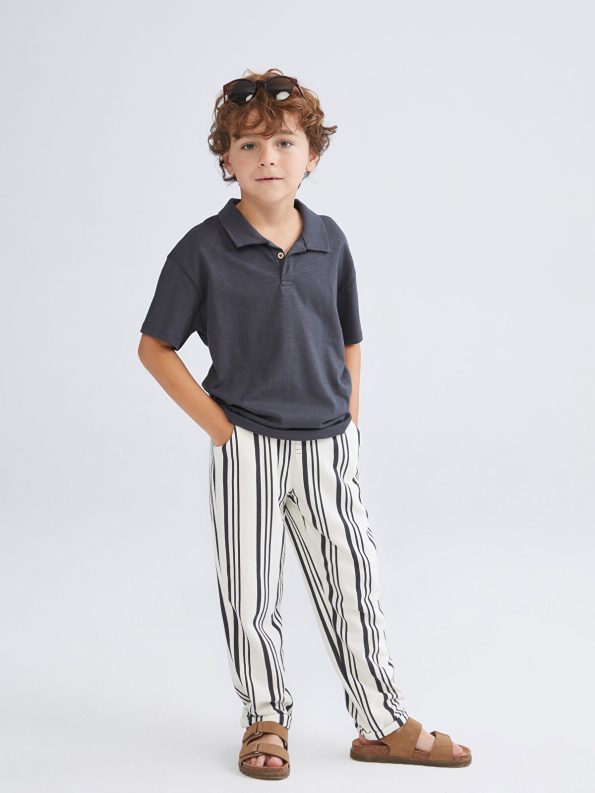 LCW Kids Charcoal Polo Shirt and Pants Set for Boys