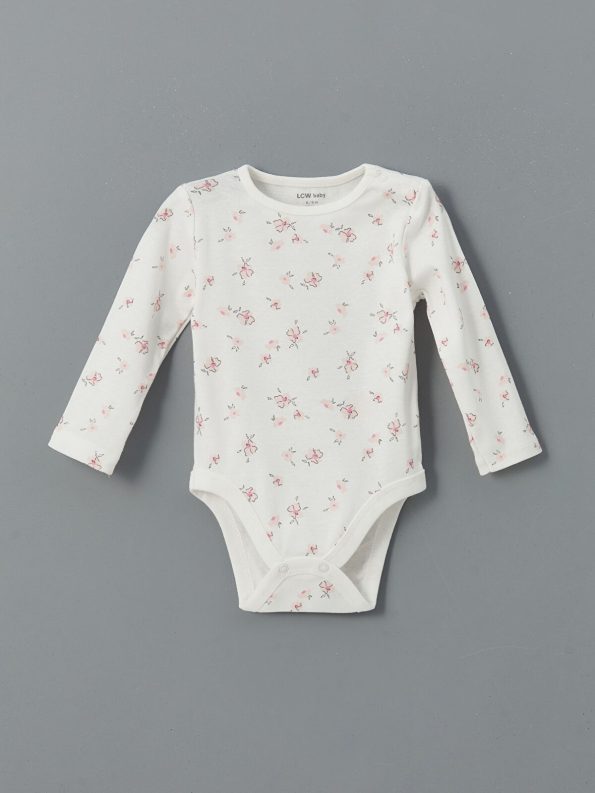 LCW Baby Ecru Printed Girls' Bodysuit Set
