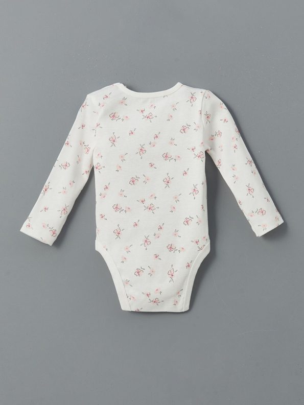 LCW Baby Ecru Printed Girls' Bodysuit Set