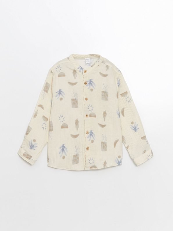 LCW Kids Beige Printed Collar Shirt for Boys