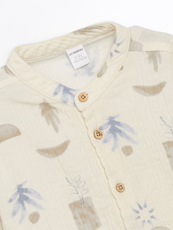 LCW Kids Beige Printed Collar Shirt for Boys