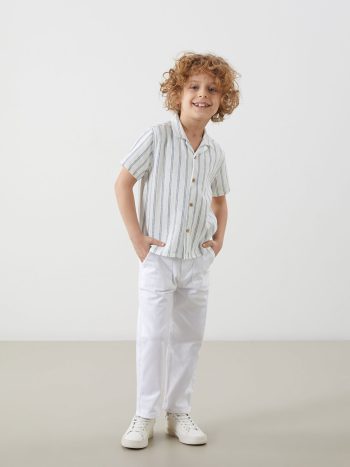 LCW Kids Beige Cotton Striped Shirt for Boys
