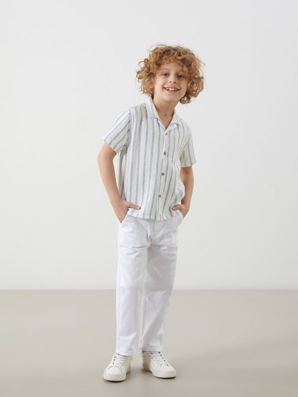 LCW Kids Beige Cotton Striped Shirt for Boys