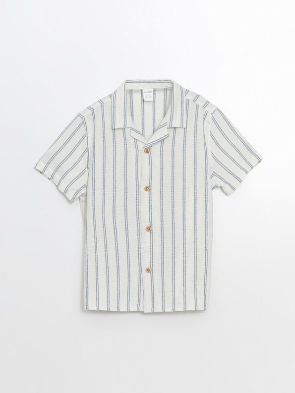 LCW Kids Beige Cotton Striped Shirt for Boys