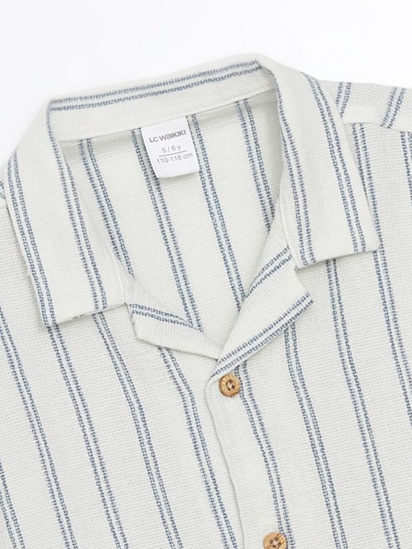 LCW Kids Beige Cotton Striped Shirt for Boys