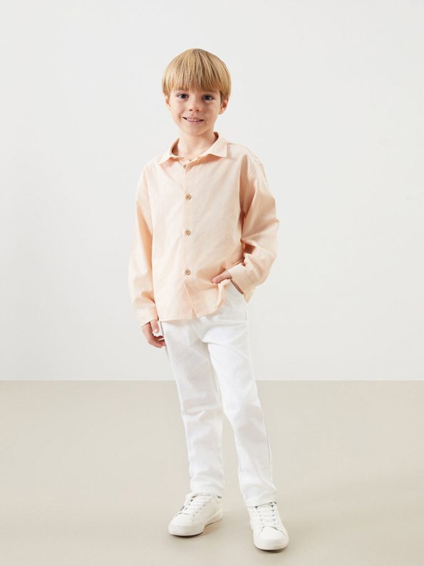 LCW Kids Pink Basic Boys' Shirt and Pants Set