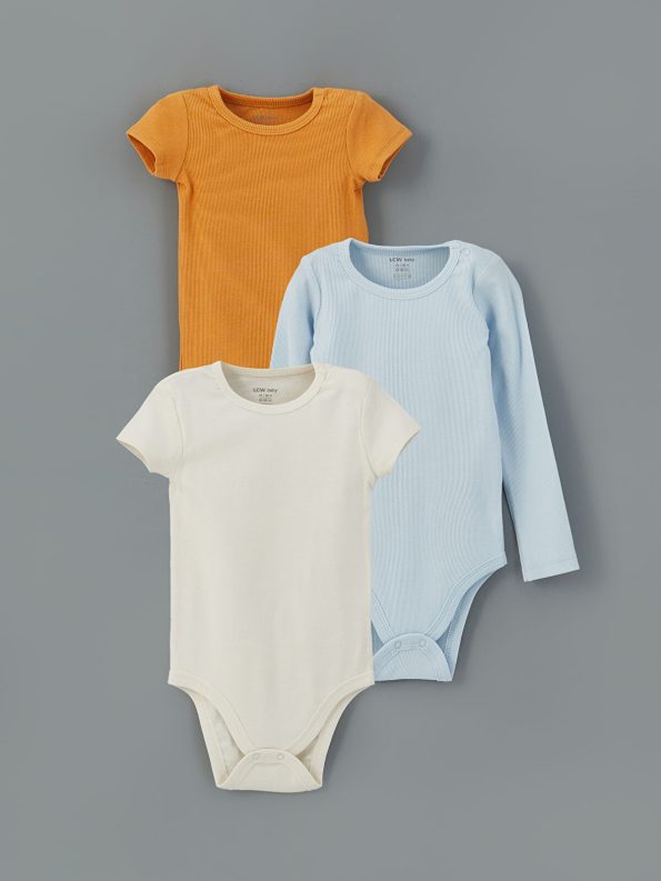 LCW Baby Orange Short-Sleeve Bodysuit Set for Boys
