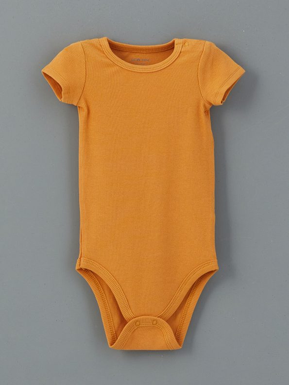 LCW Baby Orange Short-Sleeve Bodysuit Set for Boys