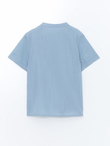 LCW Kids Blue Mandarin Collar Poplin Shirt for Boys