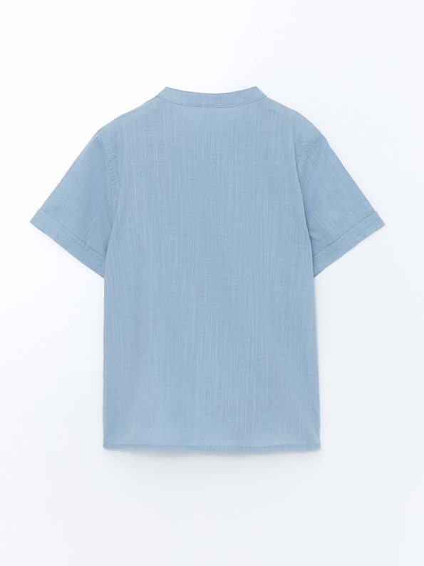 LCW Kids Blue Mandarin Collar Poplin Shirt for Boys
