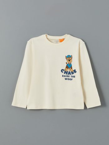 LCW Kids Beige Crew Neck Paw Patrol Printed Boys T-Shirt