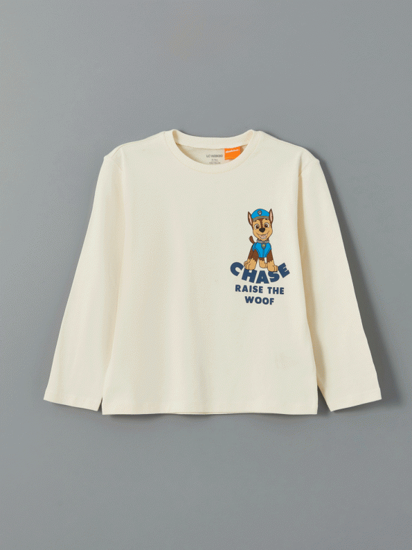 LCW Kids Beige Crew Neck Paw Patrol Printed Boys T-Shirt